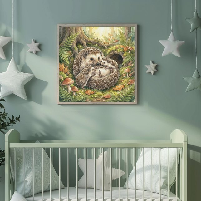 Mama Hedgehog and Her Babies Nursery Poster (Creator Uploaded)