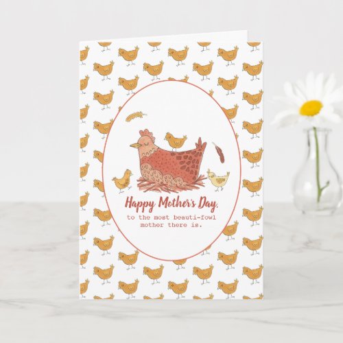 Mama Hen and Chicks Funny Mothers Day Card