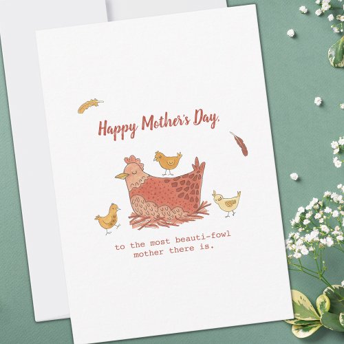 Mama Hen and Chicks Funny Mothers Day Card
