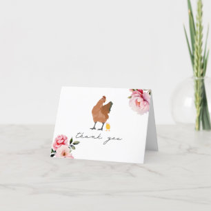 Mama Hen Baby Chick Pink Floral Thank You Card