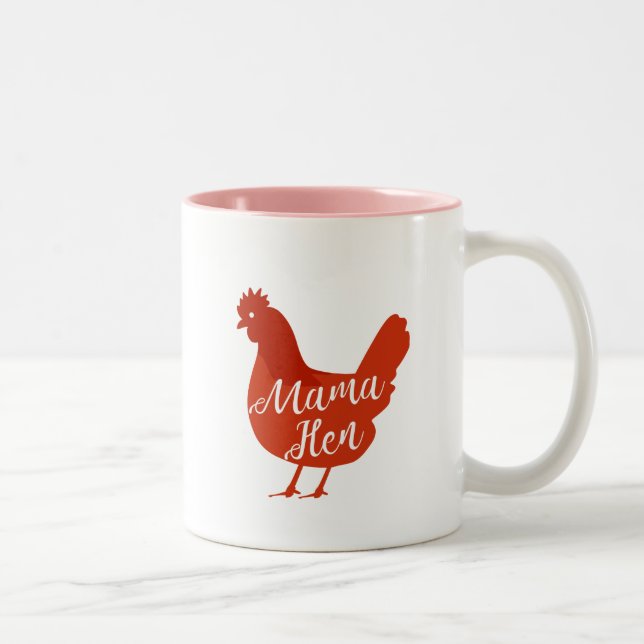 Mama Hen Chicken Mom Poultry Love Mothers Day Gift Two-Tone Coffee Mug (Right)