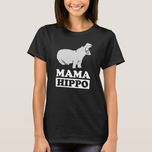 Mama Hippo Animal T-Shirt Mother Mom Gift (Front)