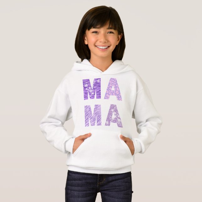 MAMA Hoodie – Purple Pattern Zebra Love (Front Full)