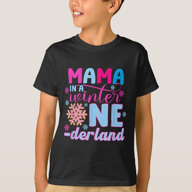 Mama In A Winter Onederland Bday Girl Sweet Snowfl T-Shirt (Front)