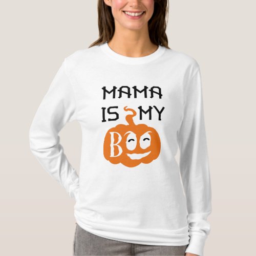 Mama is my Boo Black and Orange Design T_Shirt