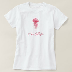 Mama Jellyfish Modern Watercolor Girl Baby Shower T-Shirt