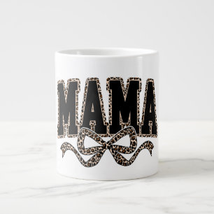 Mama Leopard Coquette Bow – Retro Varsity Mama Des Giant Coffee Mug