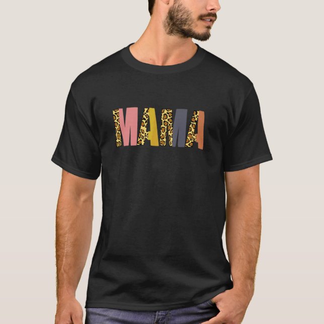 Mama Leopard Print Cute Mothers Day T-Shirt (Front)