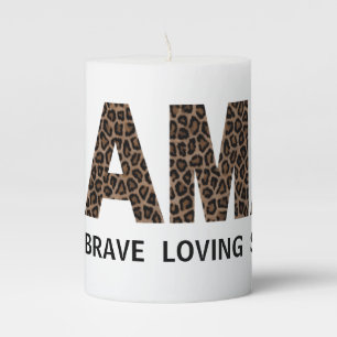MAMA Leopard Print Personalized Text Pillar Candle