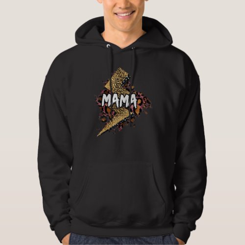 Mama Lightning Bolt Leopard Cheetah Print Mothers Hoodie