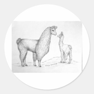 Mama Llama and Cria Classic Round Sticker