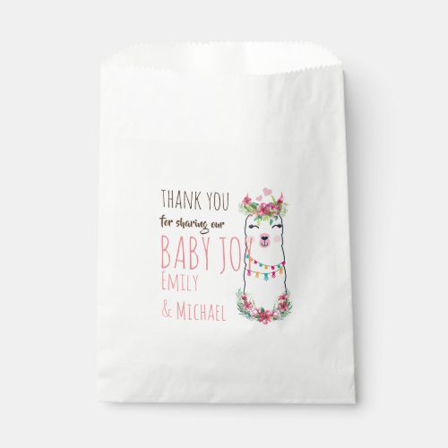 Mama Llama Baby Shower Girls Pink Floral Partyware Favor Bag