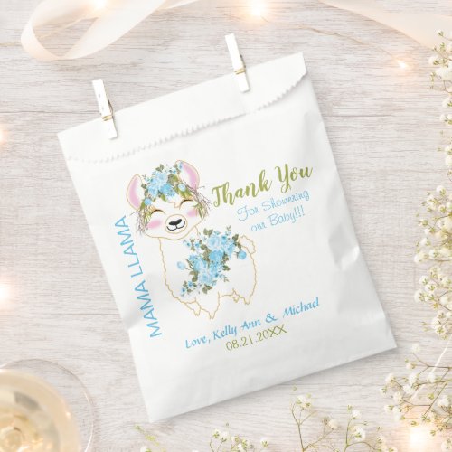 Mama Llama _ Blue Floral  Favor Bag