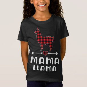 Mama Llama Christmas Pajama Red Plaid Buffalo Fami T-Shirt