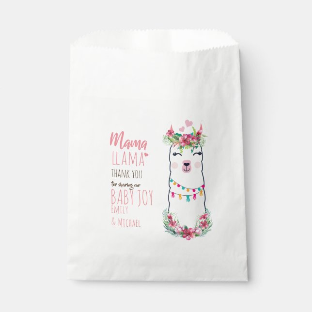 Mama Llama Fiesta Baby Girl Shower Partyware Favor Bag (Front)