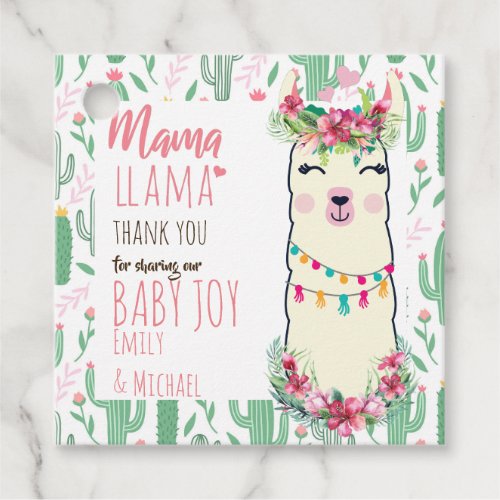 Mama Llama Fiesta Baby Girl Shower Partyware Favor Tags