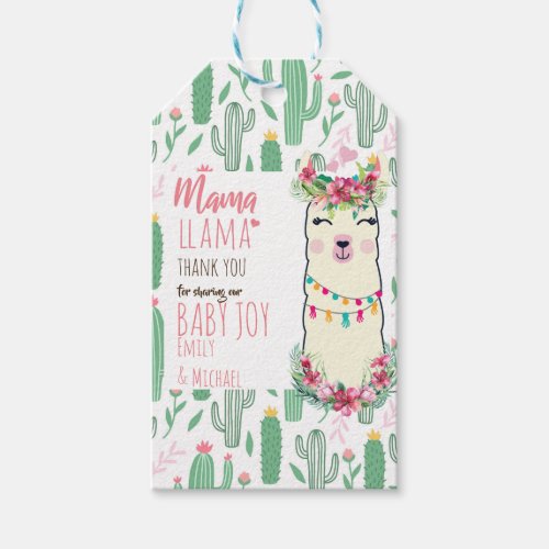 Mama Llama Fiesta Baby Girl Shower Partyware Gift Tags