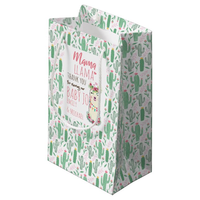 Mama Llama Fiesta Baby Girl Shower Partyware Small Gift Bag (Front Angled)