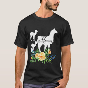 Mama Llama Floral Mom of two Flower Gift Alpaca Ll T-Shirt