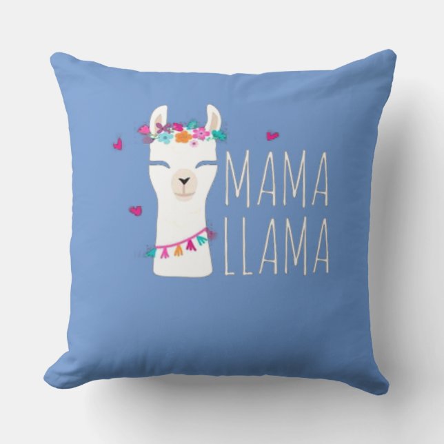 Mama Llama Throw Pillow (Front)