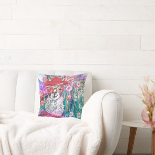 Mama Llama's Day In The Country Throw Pillow