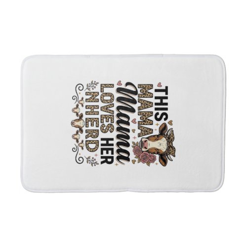 Mama Loves Her Herd Vintage Cow Mom Shirt Design_1 Bath Mat