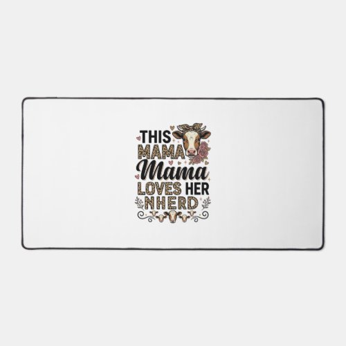 Mama Loves Her Herd Vintage Cow Mom Shirt Design_1 Desk Mat