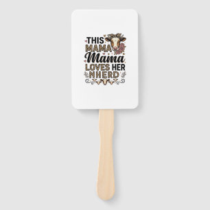 Mama Loves Her Herd Vintage Cow Mom Shirt Design_1 Hand Fan