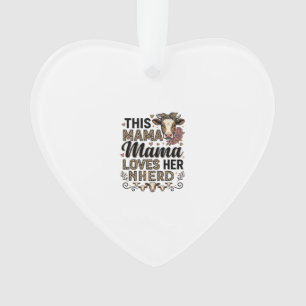 Mama Loves Her Herd Vintage Cow Mom Shirt Design_1 Ornament