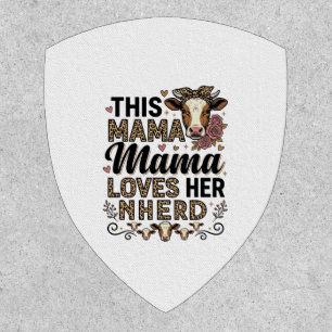 Mama Loves Her Herd Vintage Cow Mom Shirt Design_1 Patch