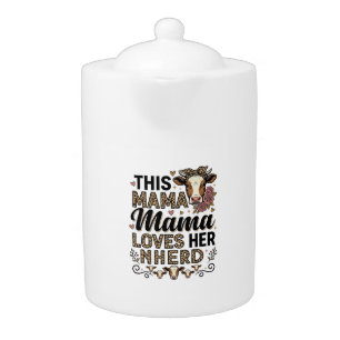 Mama Loves Her Herd Vintage Cow Mom Shirt Design_1 Teapot