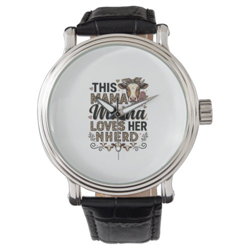 Mama Loves Her Herd Vintage Cow Mom Shirt Design_1 Watch