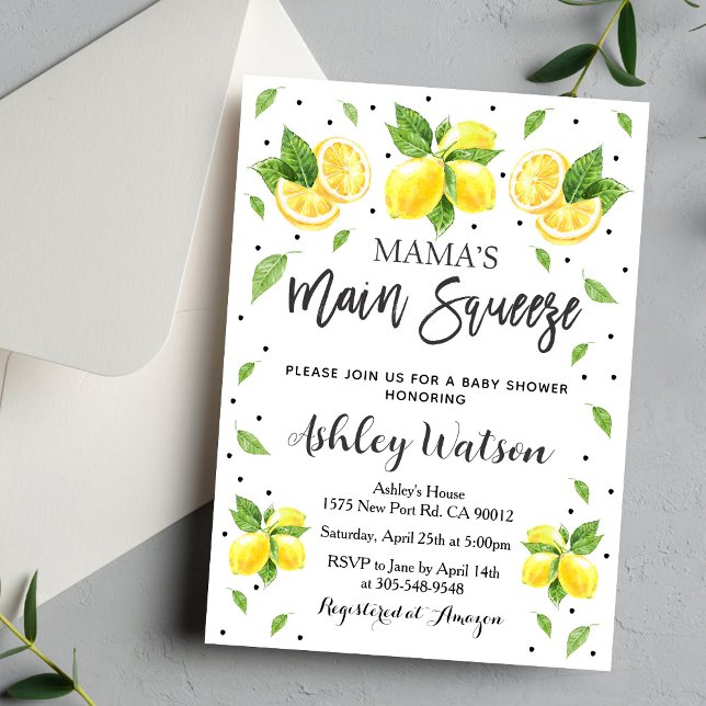 Mama Main Squeeze Lemon Baby Shower Invitation (Creator Uploaded)