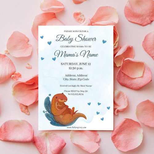 Mama  Me Otter Baby Shower Invitation