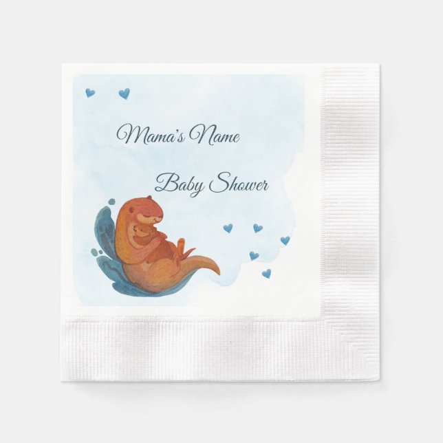 Mama & Me Otter Baby Shower Napkins (Front)