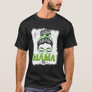 Mama Messy Bun Funny St Patrick's Day Irish Lucky T-Shirt