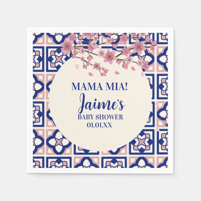 Mama Mia Baby Shower Cherry Blossoms Napkins (Front)
