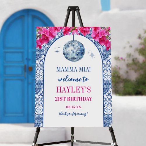 Mama Mia Disco 21st Birthday Party Welcome Sign