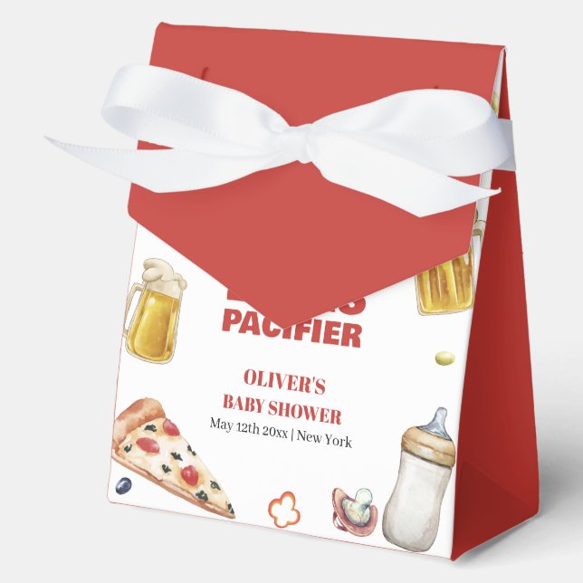 Mama Mia Pizza Beer Pacifier Baby Shower Favor Boxes (Front)