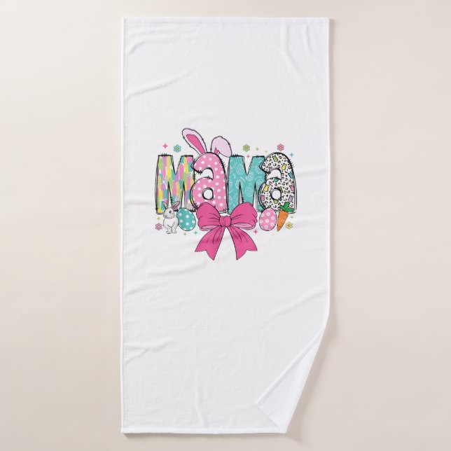 Mama Mini Easter Matching Mama Bunny Easter Day T- Bath Towel (Bath Towel)