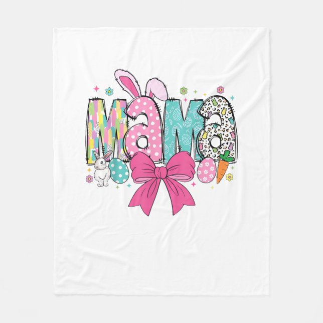Mama Mini Easter Matching Mama Bunny Easter Day T- Fleece Blanket (Front)