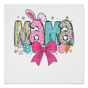 Mama Mini Easter Matching Mama Bunny Easter Day T- Poster