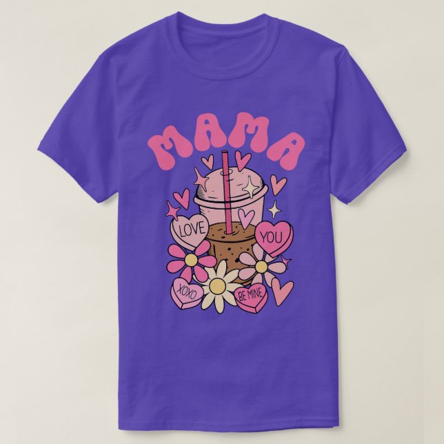 Mama Mini Groovy Valentines Day Mom Daughter Son M T-Shirt (Design Front)