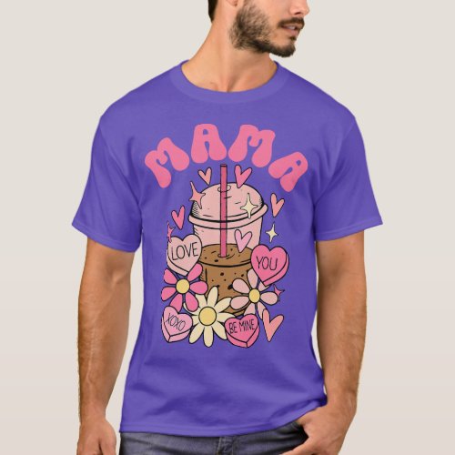 Mama Mini Groovy Valentines Day Mom Daughter Son M T_Shirt