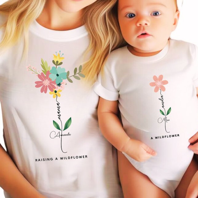 Mama mini matching Custom Wildflower  T-Shirt (Creator Uploaded)