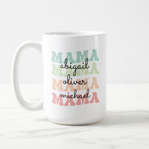 Mama Modern Mom Kids Names Mothers Day Gift  Coffee Mug