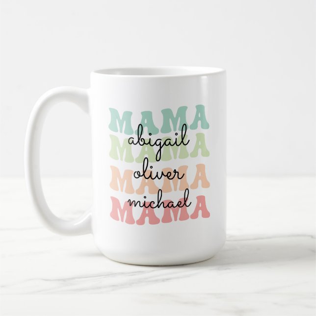 Mama Modern Mom Kids Names Mother's Day Gift  Coffee Mug (Left)