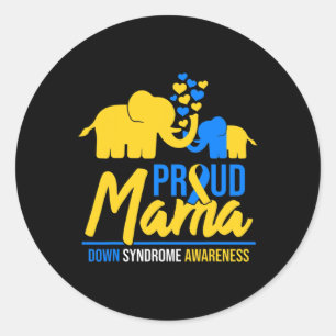 Mama Mom Down Syndrome Awareness Day Cute Elephant Classic Round Sticker