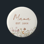 Mama Mom Established Wildflower Baby Shower Button<br><div class="desc">Celebrate the radiant mama-to-be in style with our Wildflower Baby Shower Terracotta Mama-to-Be Button, a charming and heartfelt accessory that adds a touch of natural beauty to your baby shower festivities. This button is thoughtfully designed with delicate wildflower illustrations against a warm terracotta backdrop, capturing the essence of the great...</div>