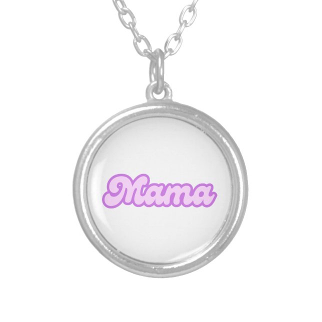 Mama | Mom, Mom to Be Silver Plated Necklace (Front)